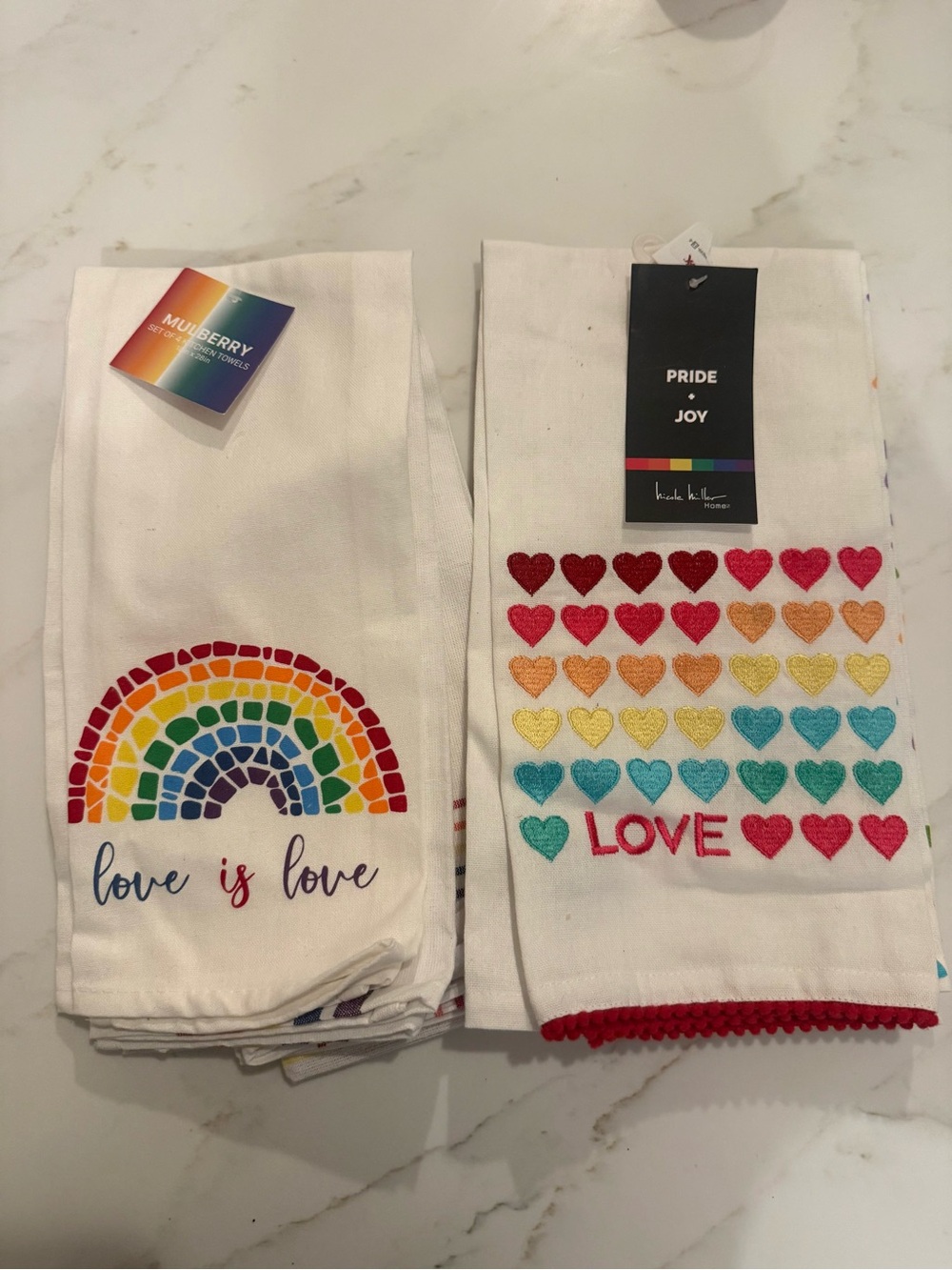Pride + Joy Rainbow/Heart Kitchen Towel Bundle – 6 Towels, NWT